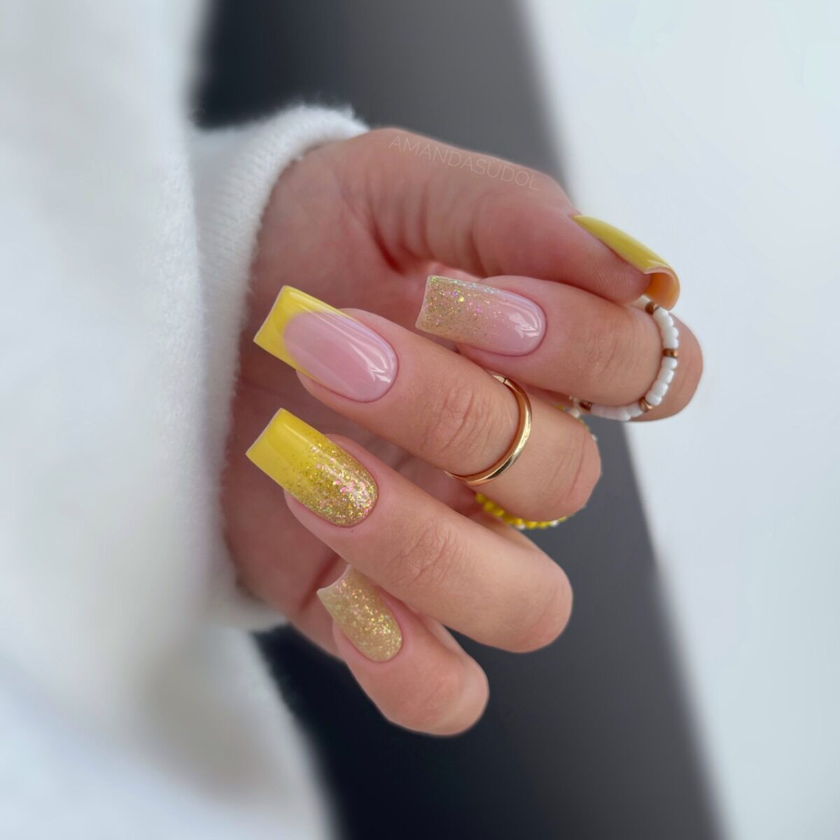 Faux ongles jaune Press On Nails