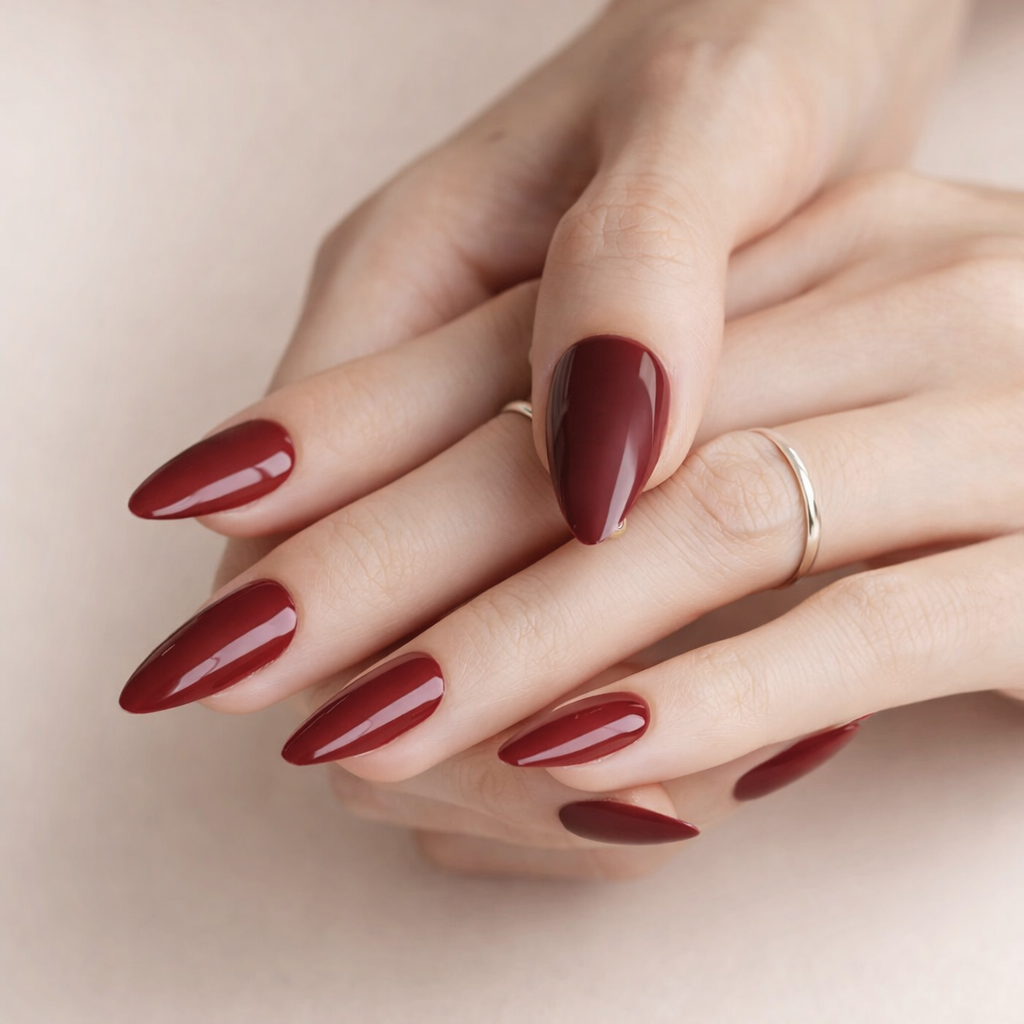 Faux Ongles Amande Bordeaux Press On Nails