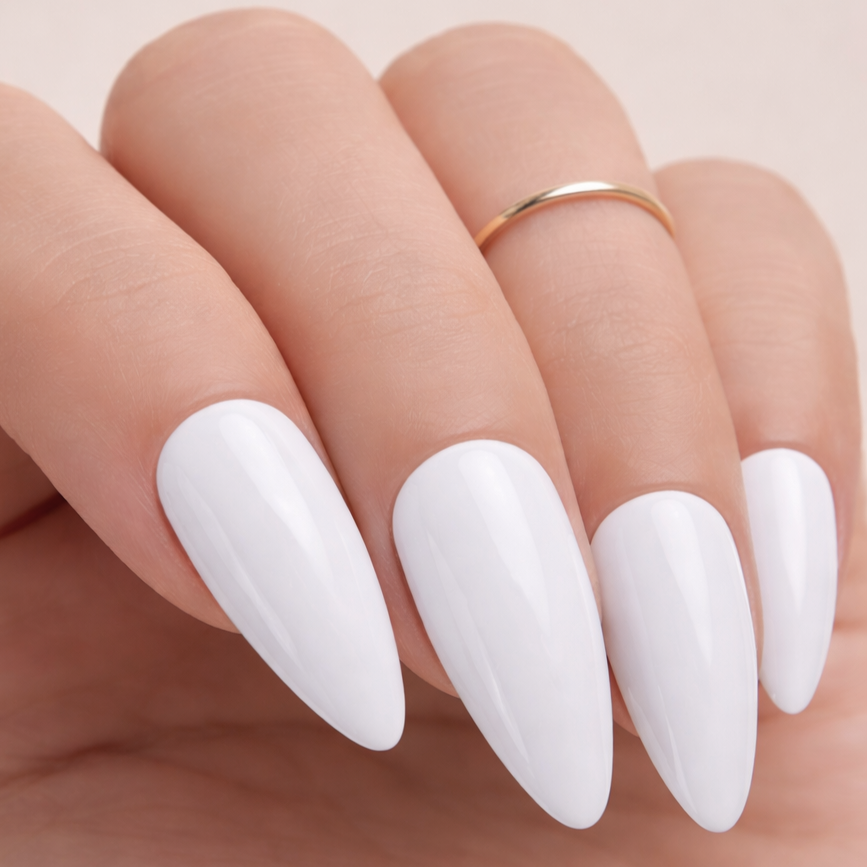 Faux Ongles Blanc Amande Mi-Longs Press On Nails
