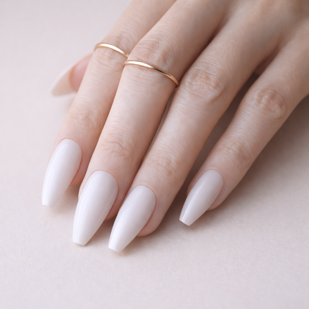 Faux Ongles Blanc Ballerine Longs Press On Nails