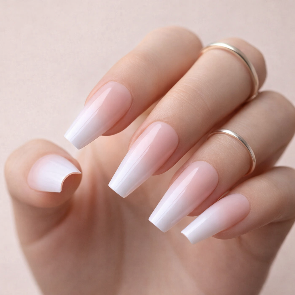 Faux Ongles Dégradé BabyBoomer Ballerine Longs Press On Nails