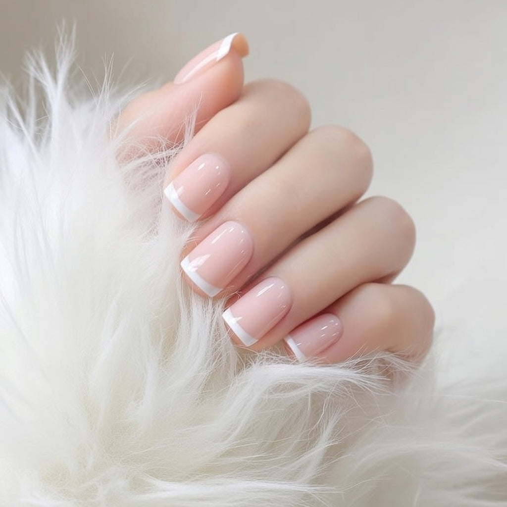 Faux Ongles French Carré Courts Press On Nails