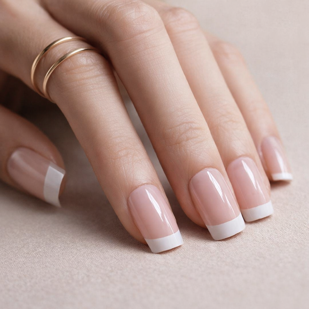 Faux Ongles French Carré Courts Press On Nails