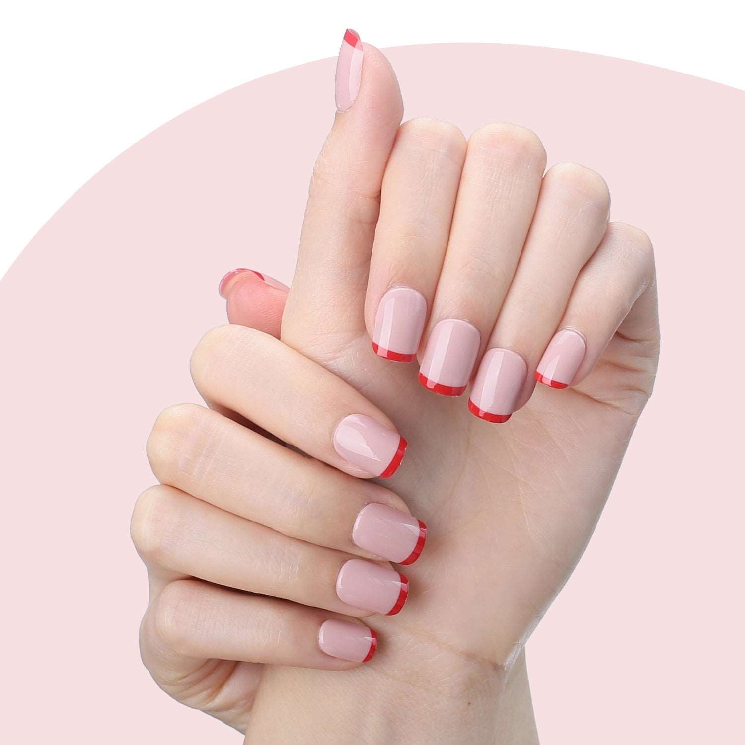 Faux Ongles French Roses et Rouge