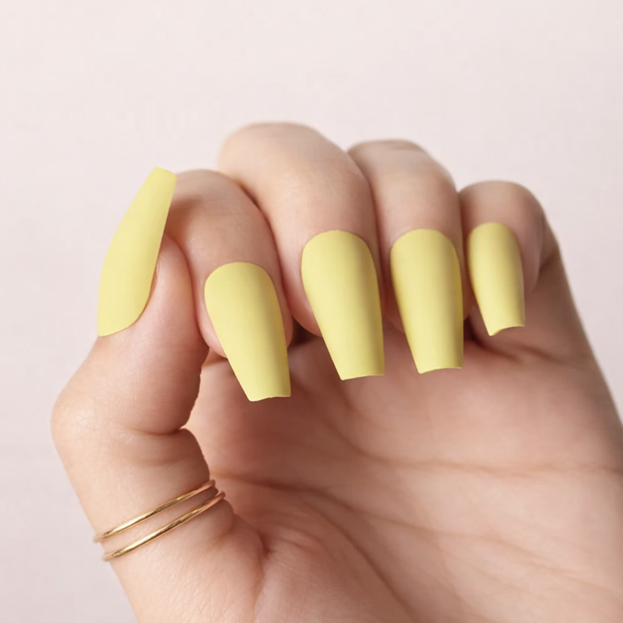 Faux Ongles Jaune Ballerine Longs Press On Nails