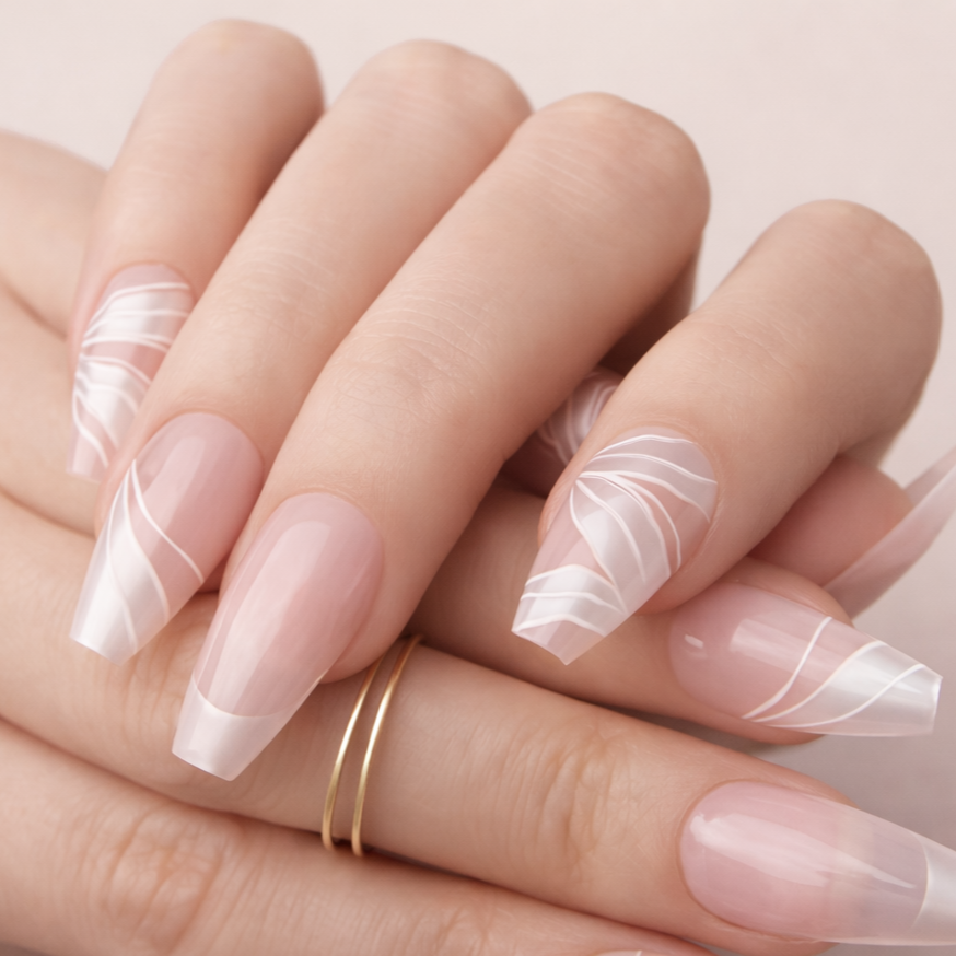 Faux Ongles Nacrés Ballerine Longs Press On Nails