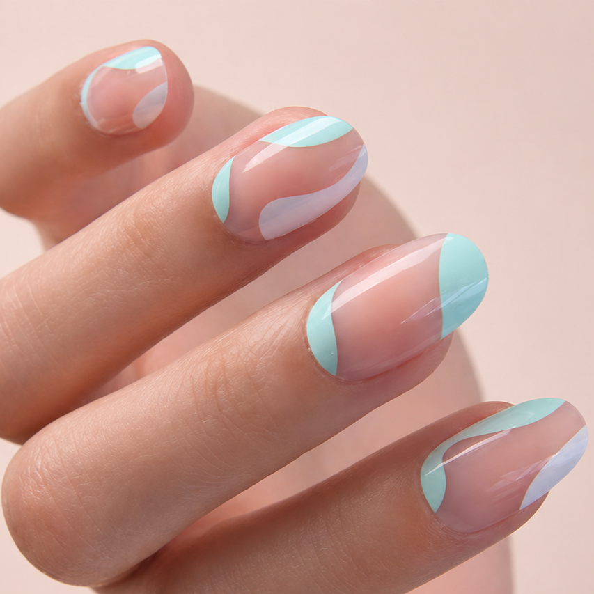 Faux Ongles Pastel Vert Ovales Courts press on nails