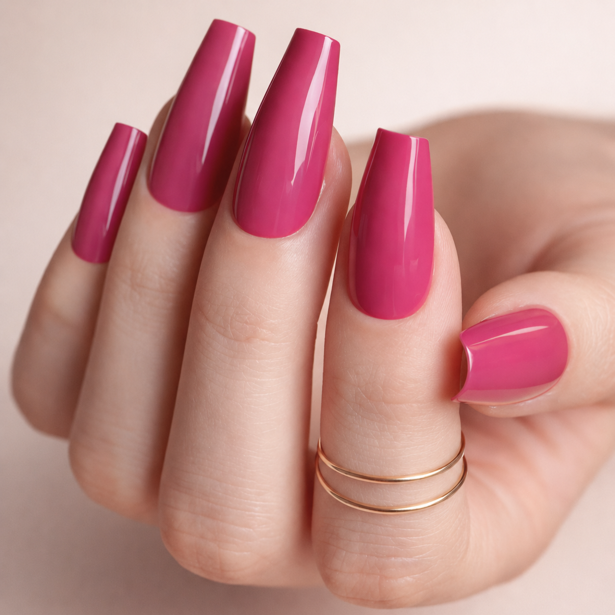 Faux Ongles Rose Vif Ballerine Longs press on nails