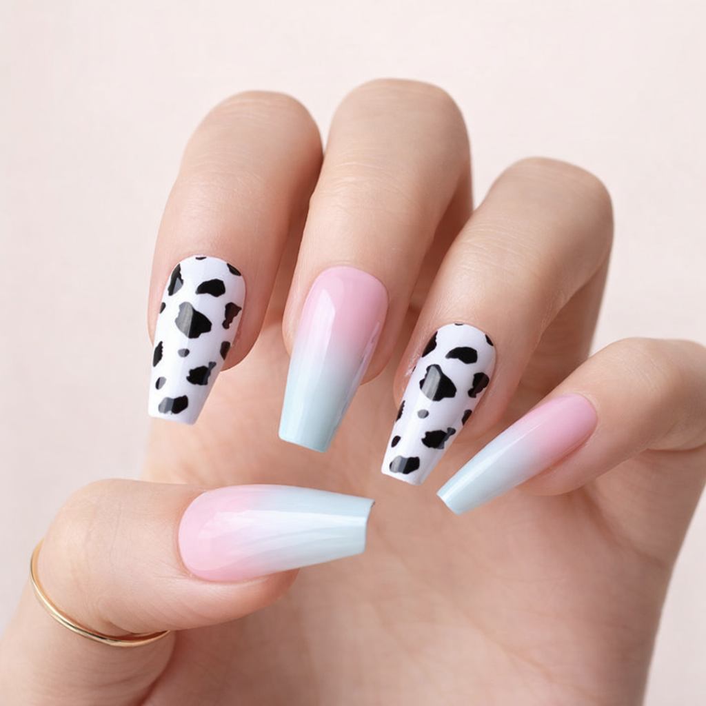 Faux Ongles Tons Clairs Vache Press On Nails