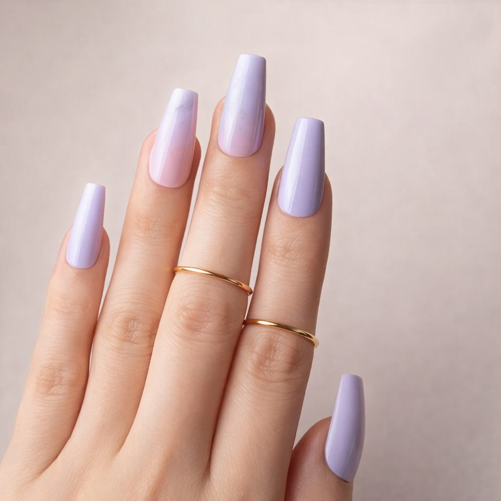 Faux Ongles Violet Ballerine Longs Press On Nails