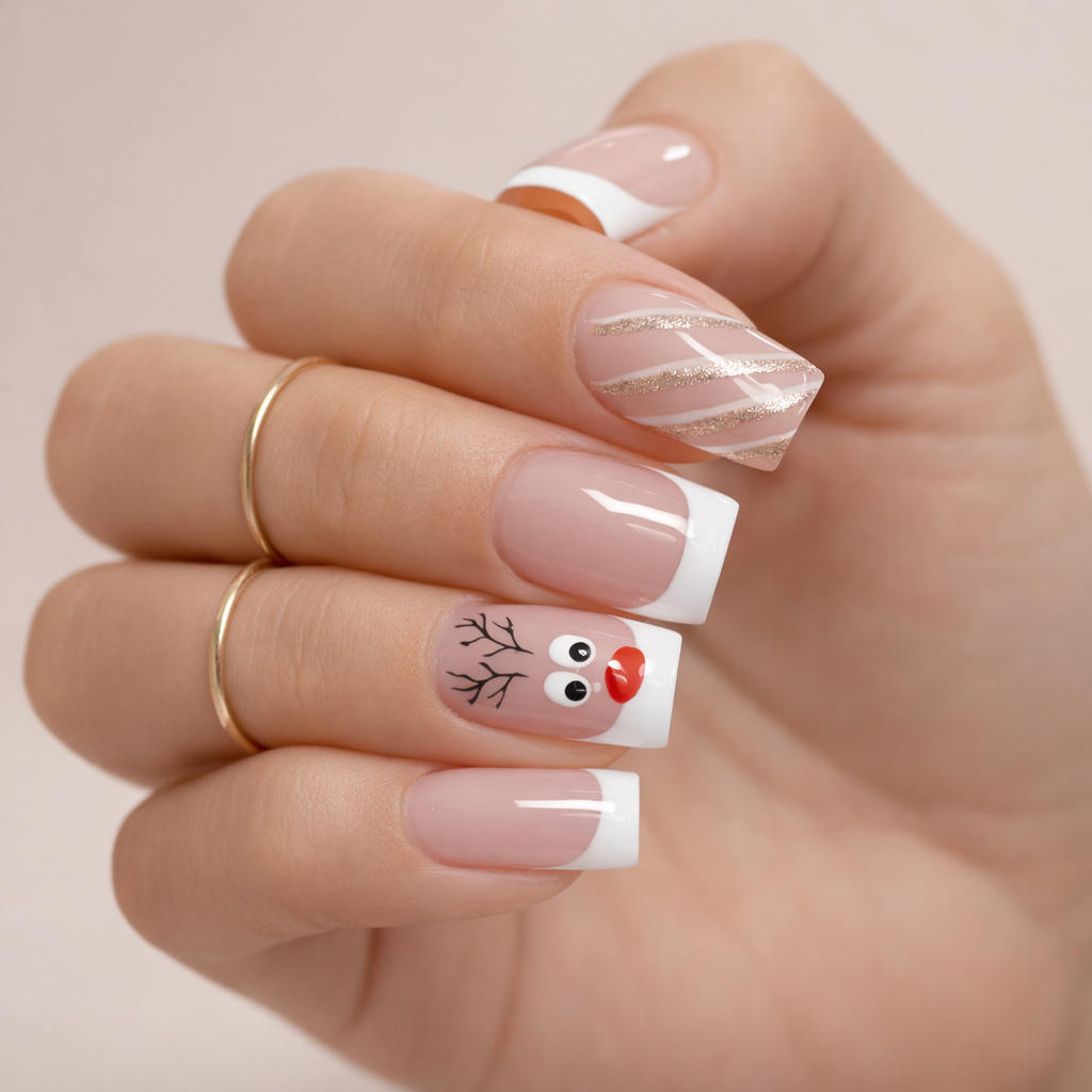 Faux ongles de la Mère Noel Carrés Courts Press On Nails