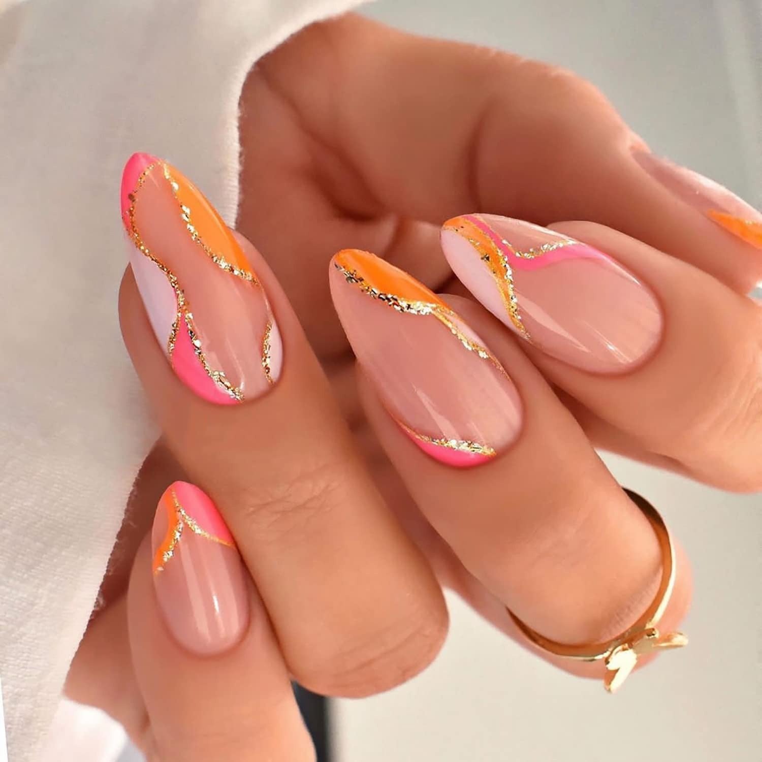 Faux ongles orange dégradé