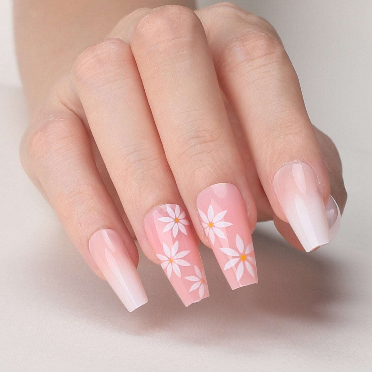 Faux Ongles Roses Motif Ballerine Longs Press On Nails