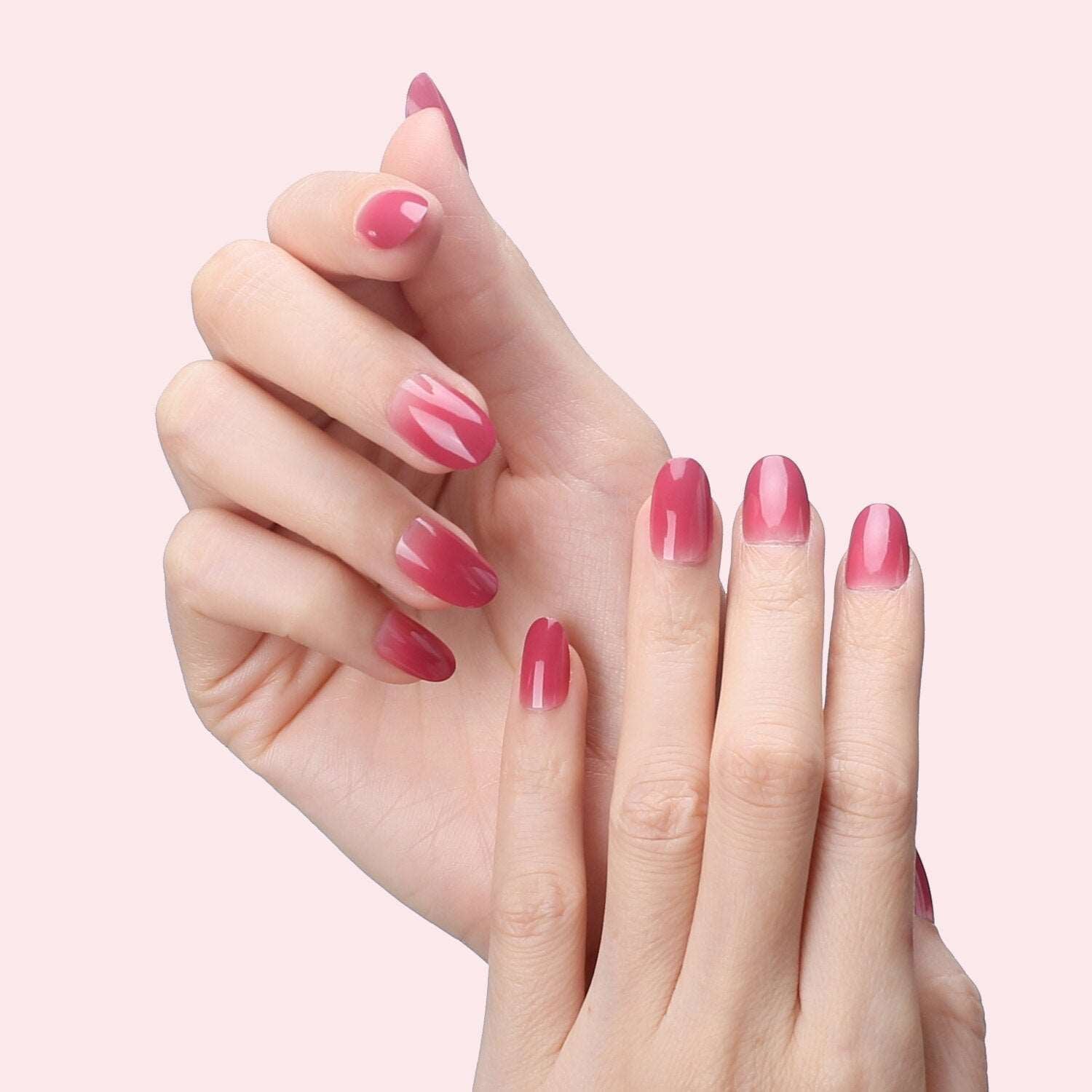 Faux Ongles Roses Rond Courts Press On Nails