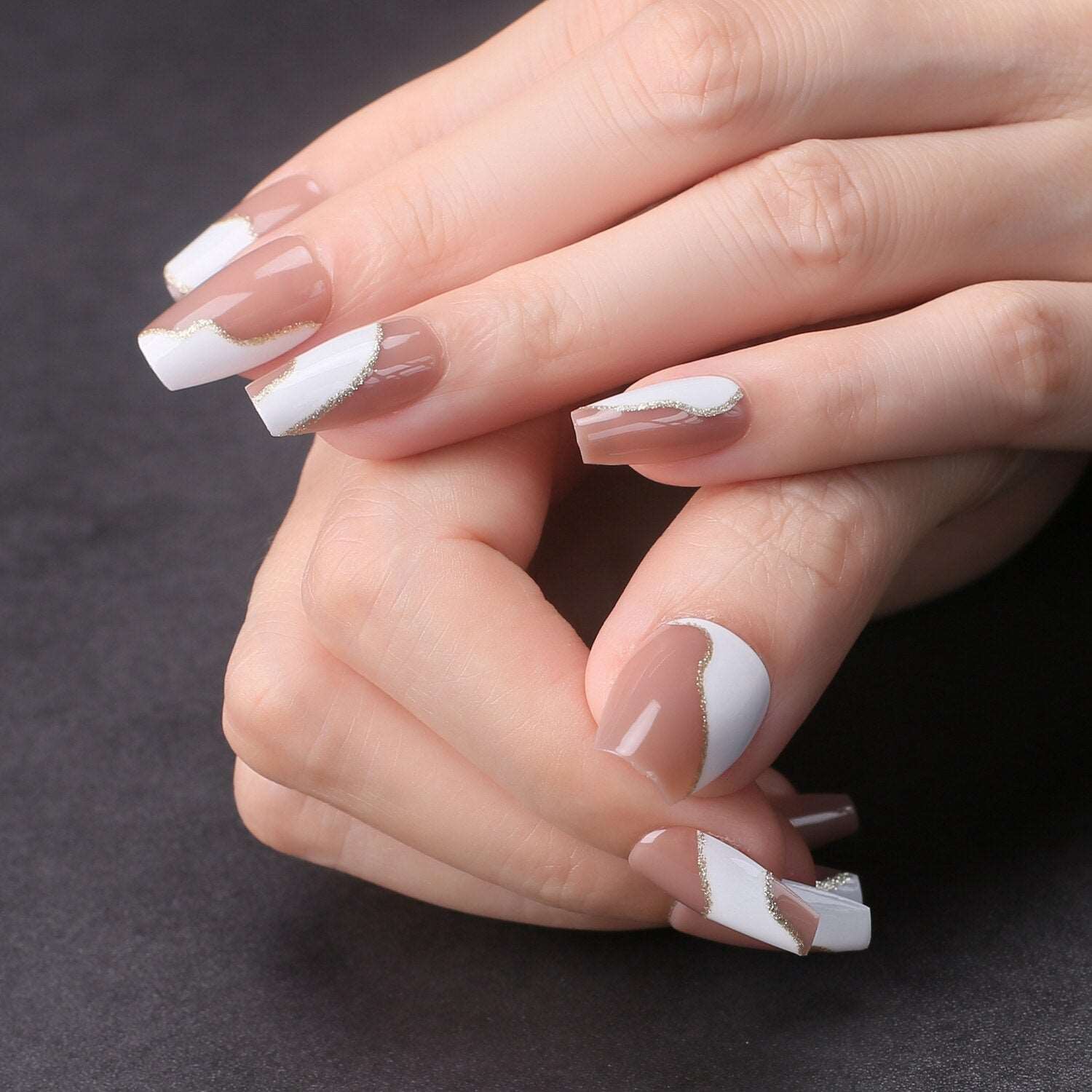 Faux Ongles Dégradé Blanc Carré Longs Press On Nails