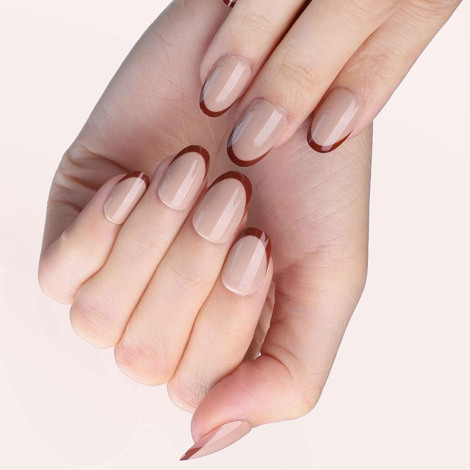 Faux Ongles Beige Ronds Courts Press On Nails