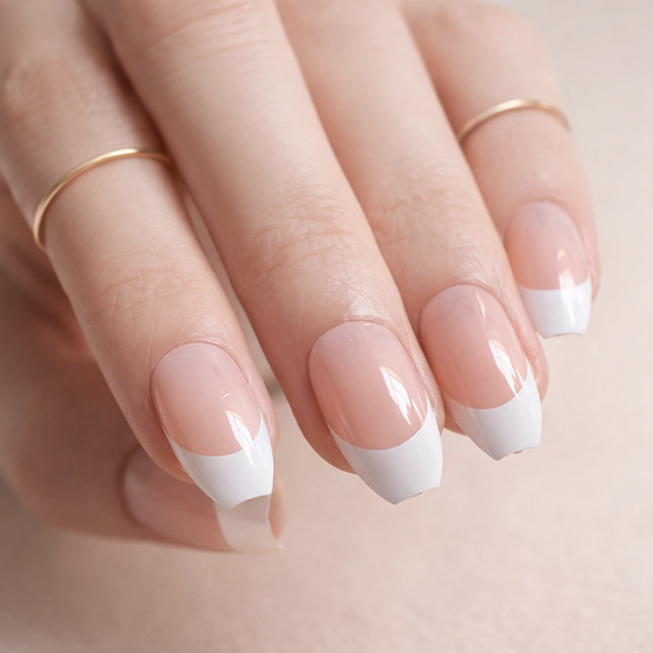 Faux Ongles French Manucure Ballerine Mi-Longs