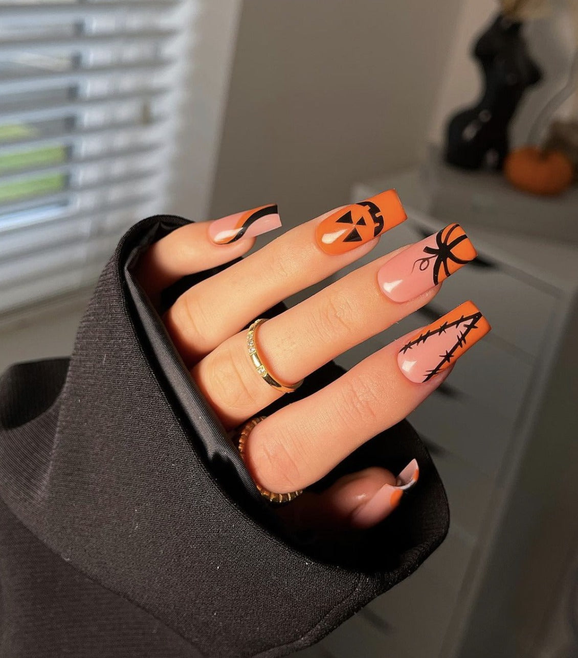 Faux ongles citrouilles halloween