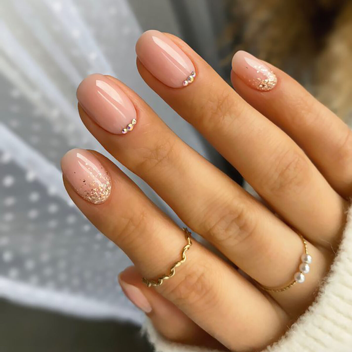 faux ongles nude rose