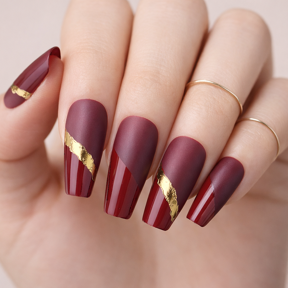 Faux Ongles Rouge Ballerine Longs