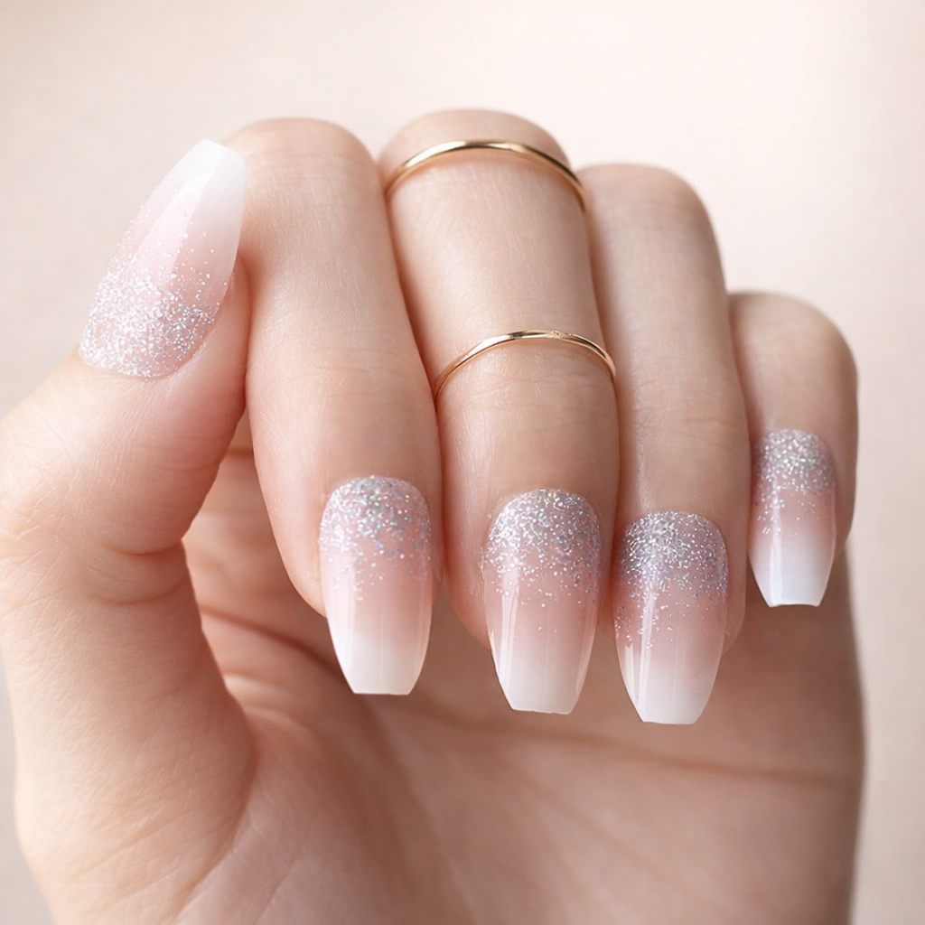 Faux Ongles Babyboomer Ballerine Longs Rose