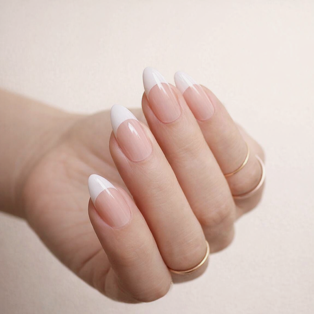 Faux Ongles French Roses Amande Longs