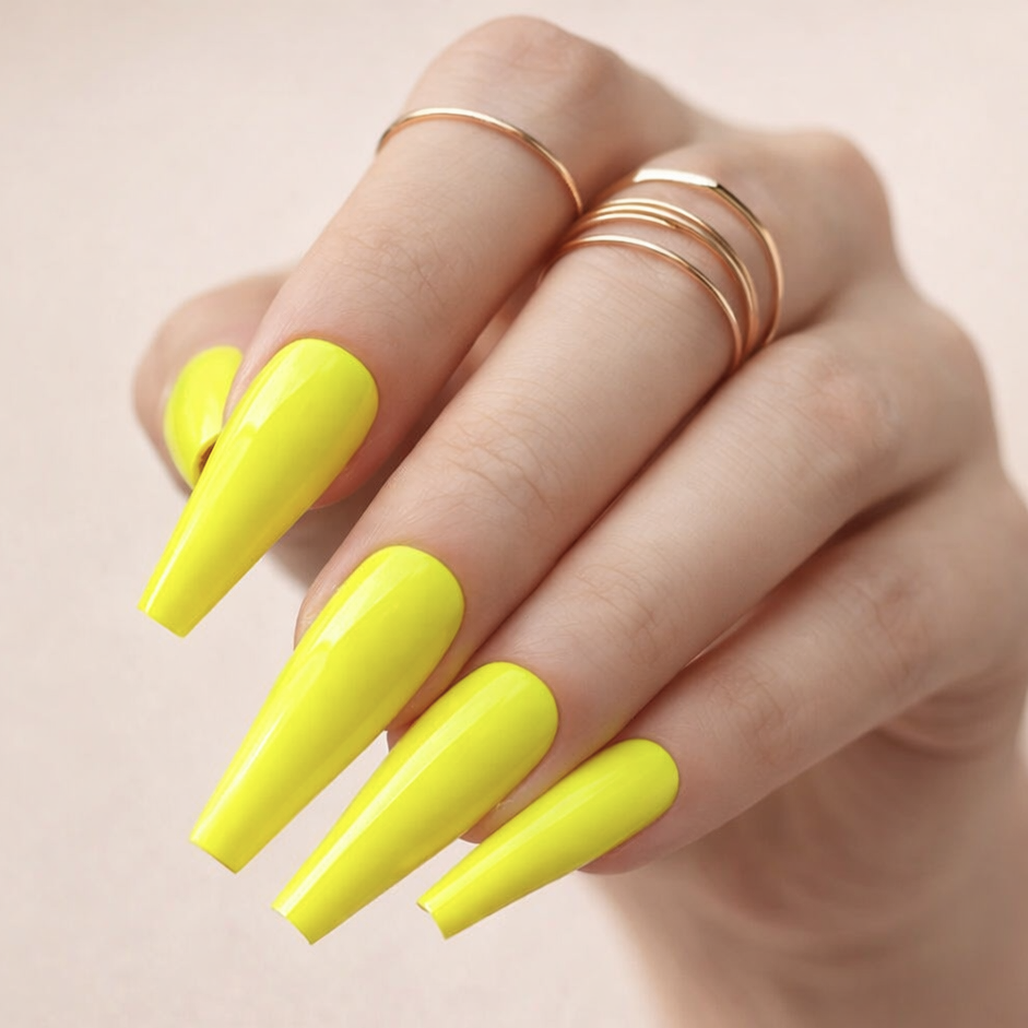 Faux Ongles Jaune Ballerine Longs