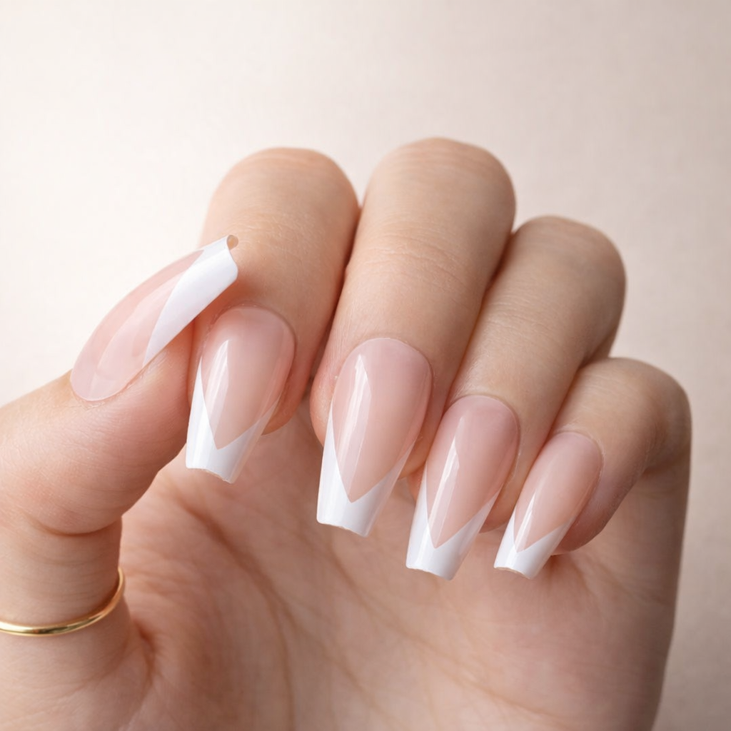 Faux Ongles Ballerine Longs French Nude