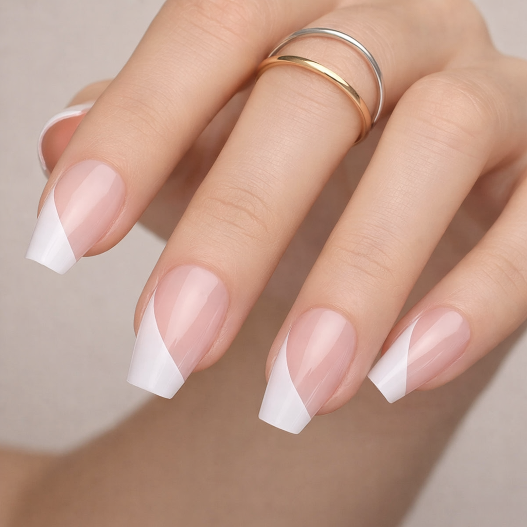Faux Ongle French Ballerine en Biais