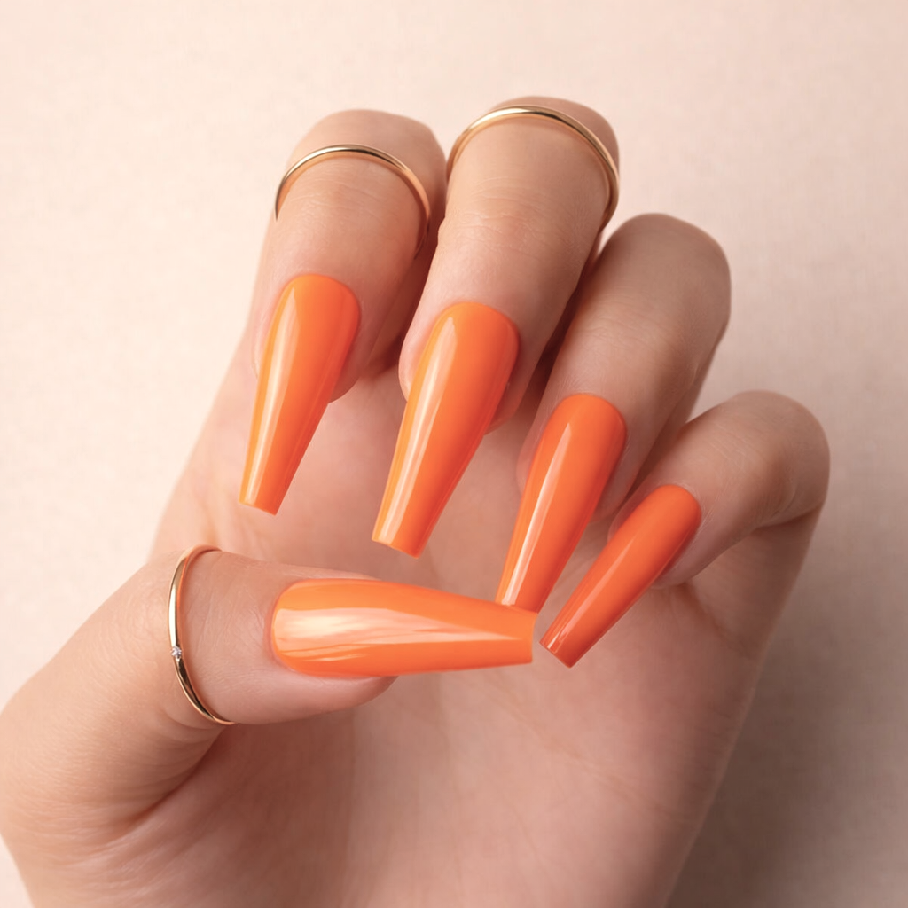 Faux Ongles Orange Fluo