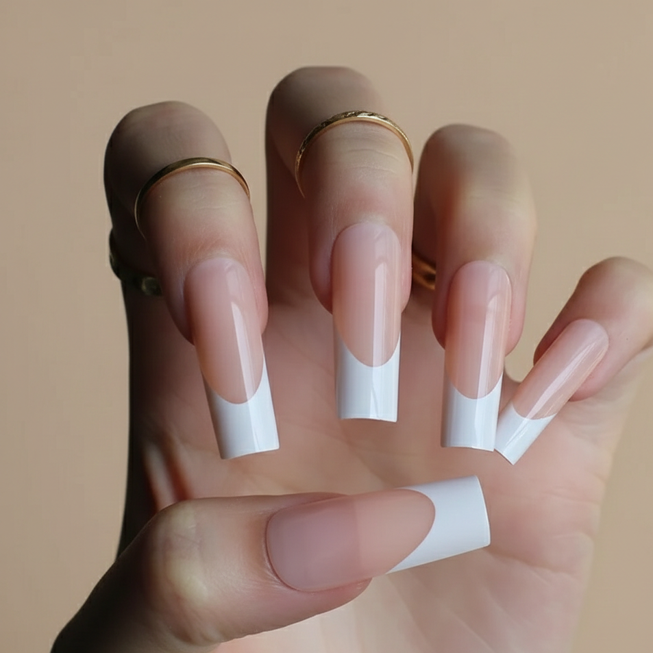 Faux Ongles French Nude Carré Longs