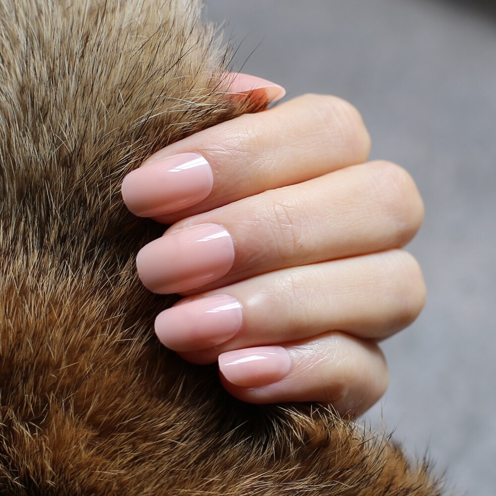 Faux Ongles Nude Rond Court Press On Nails
