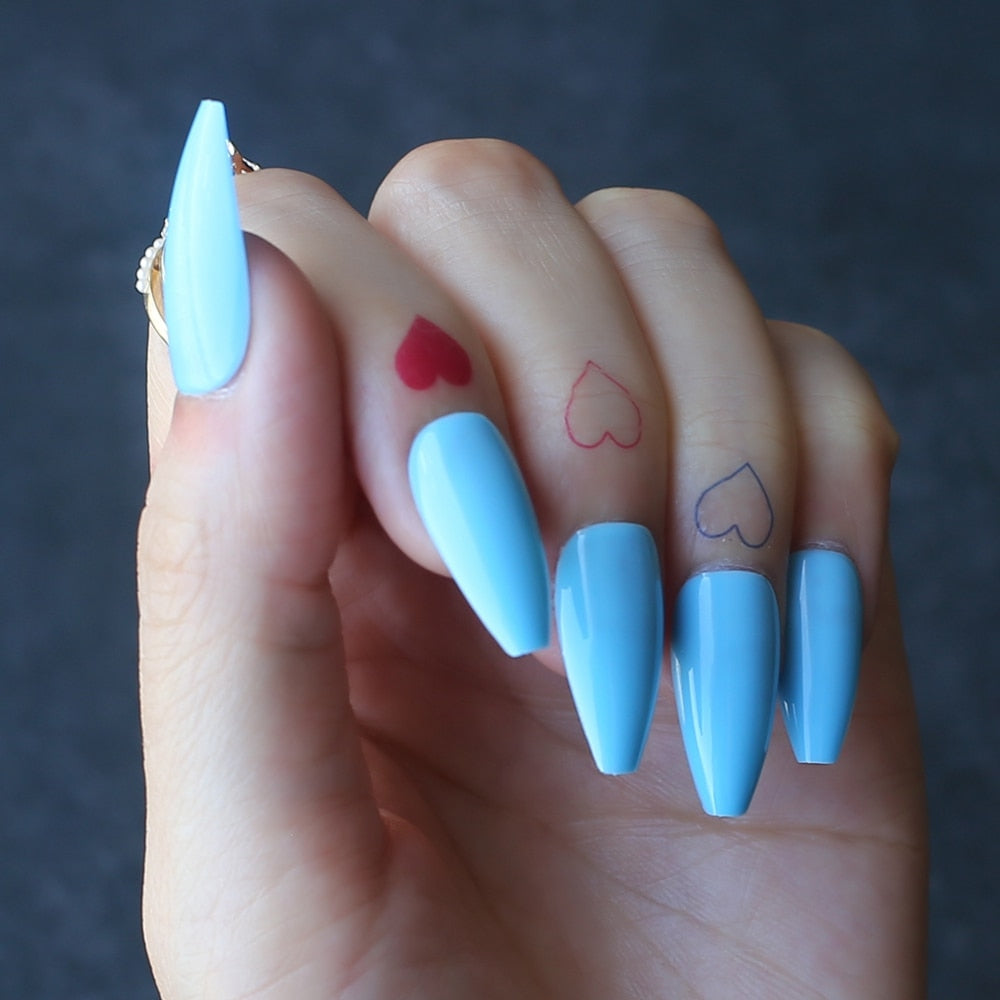 Faux Ongles Bleu Pastel Press On Nails