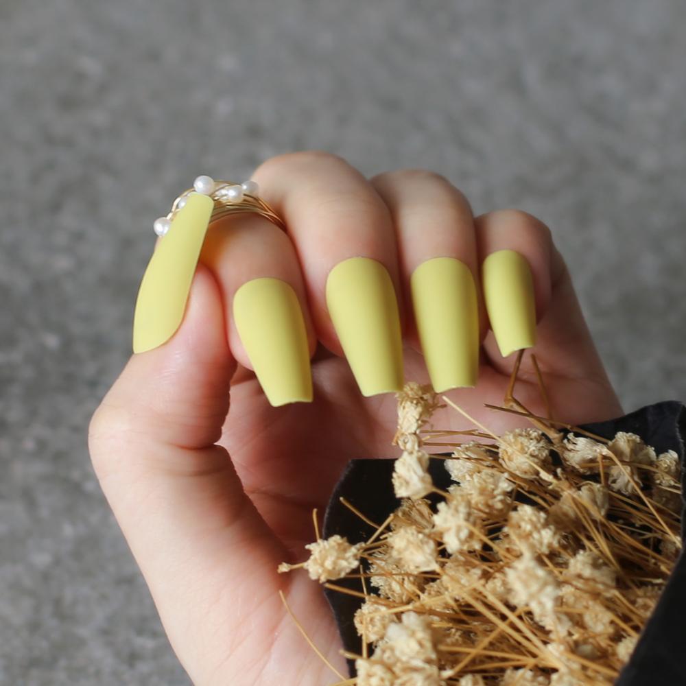Faux Ongles Jaune Ballerine Longs Press On Nails