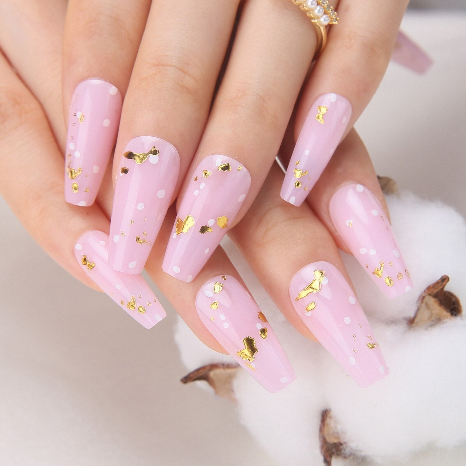 Faux Ongles Roses Pastel Ballerine Longs Press On Nails