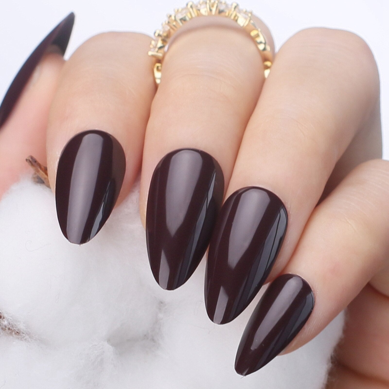 Faux Ongles Noirs Ronds Courts Press On Nails
