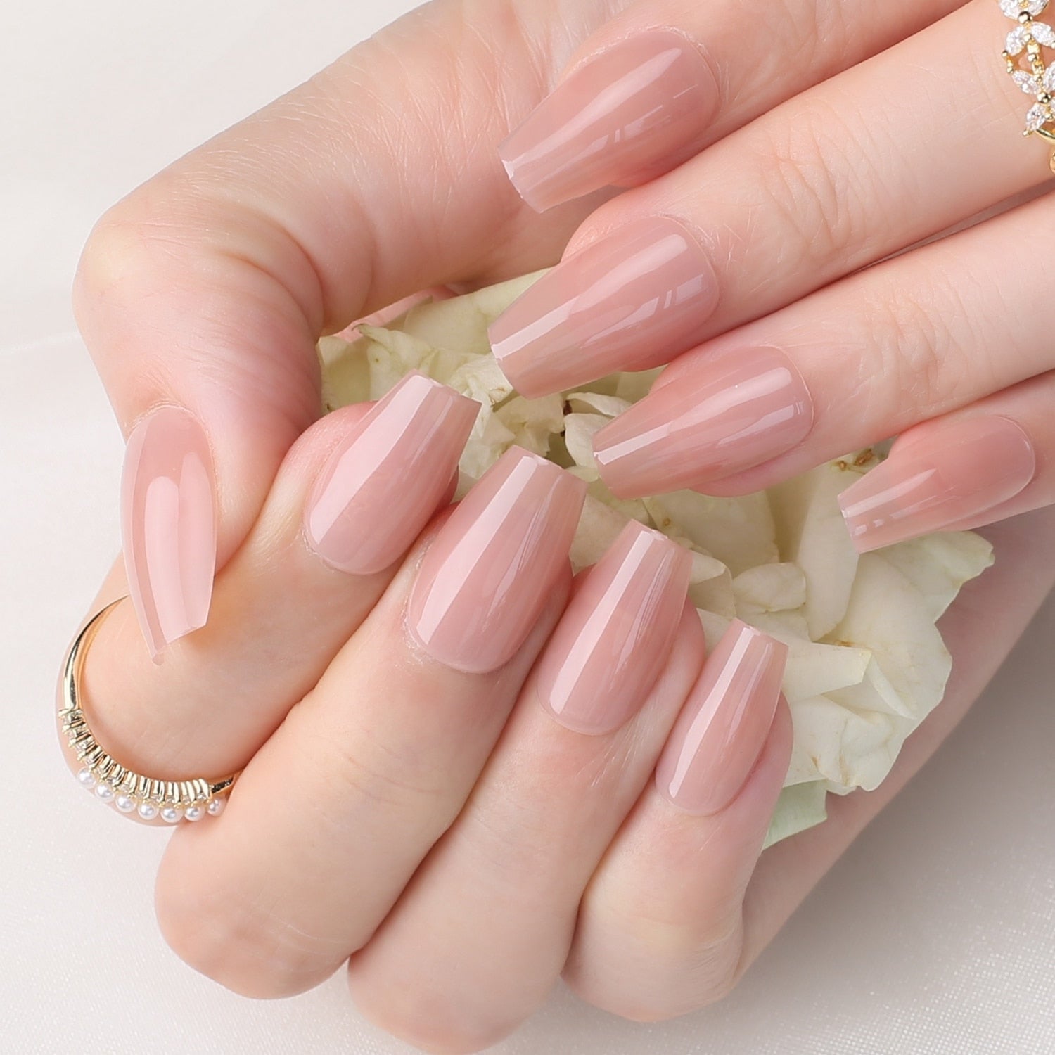 Faux Ongles Naturel Ballerine Longs Press On Nails