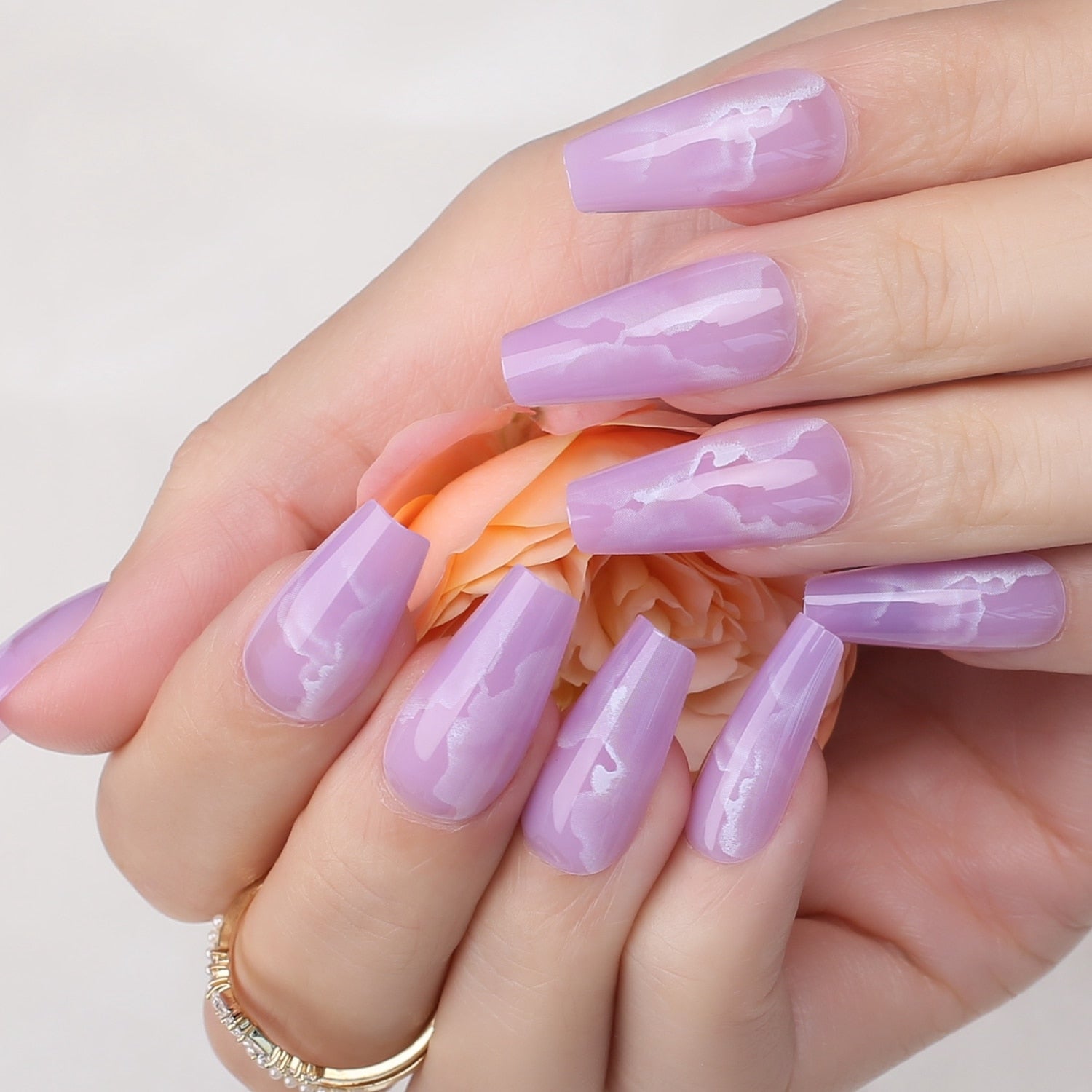 Faux Ongles Violet Ballerine Longs Press On Nails