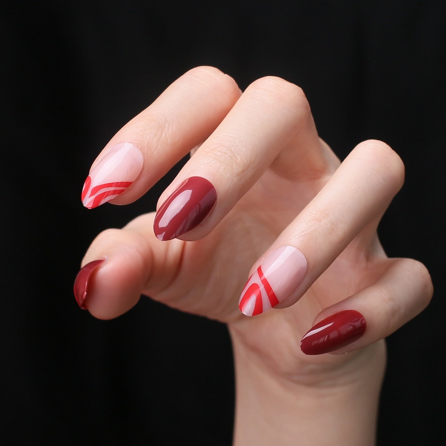 Faux Ongles Rouge Rond Longs Press On Nails