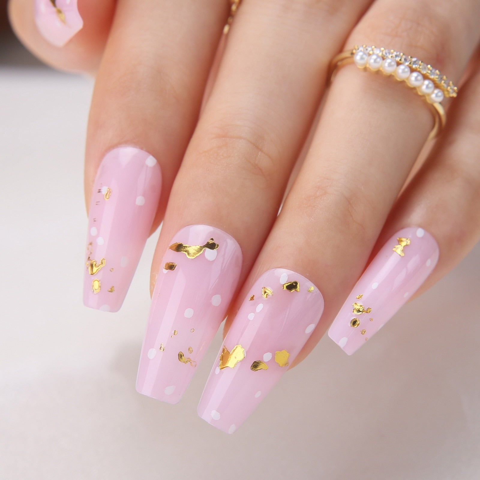 Faux Ongles Roses Pastel Ballerine Longs Press On Nails