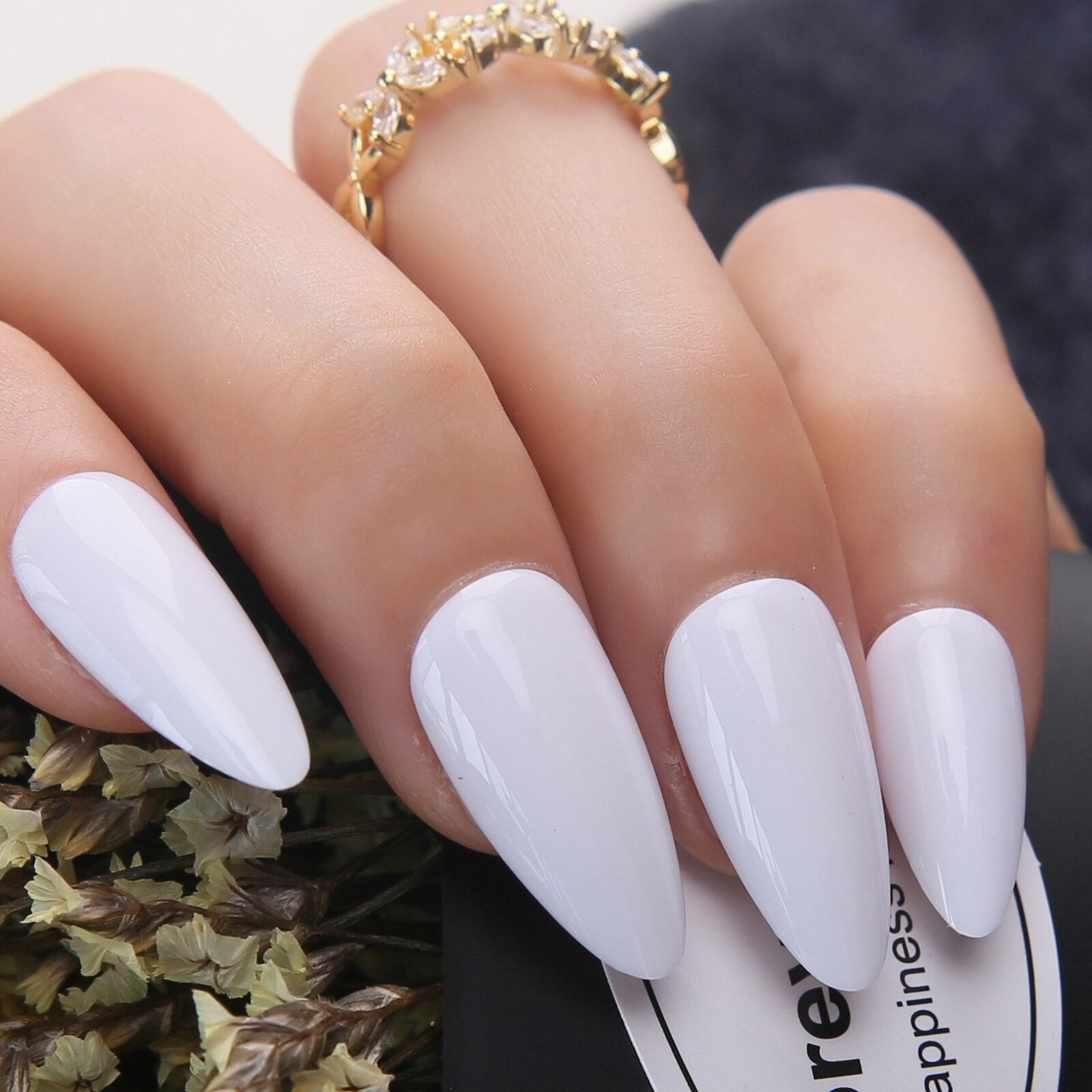 Faux Ongles Blanc Pointu Press On Nails
